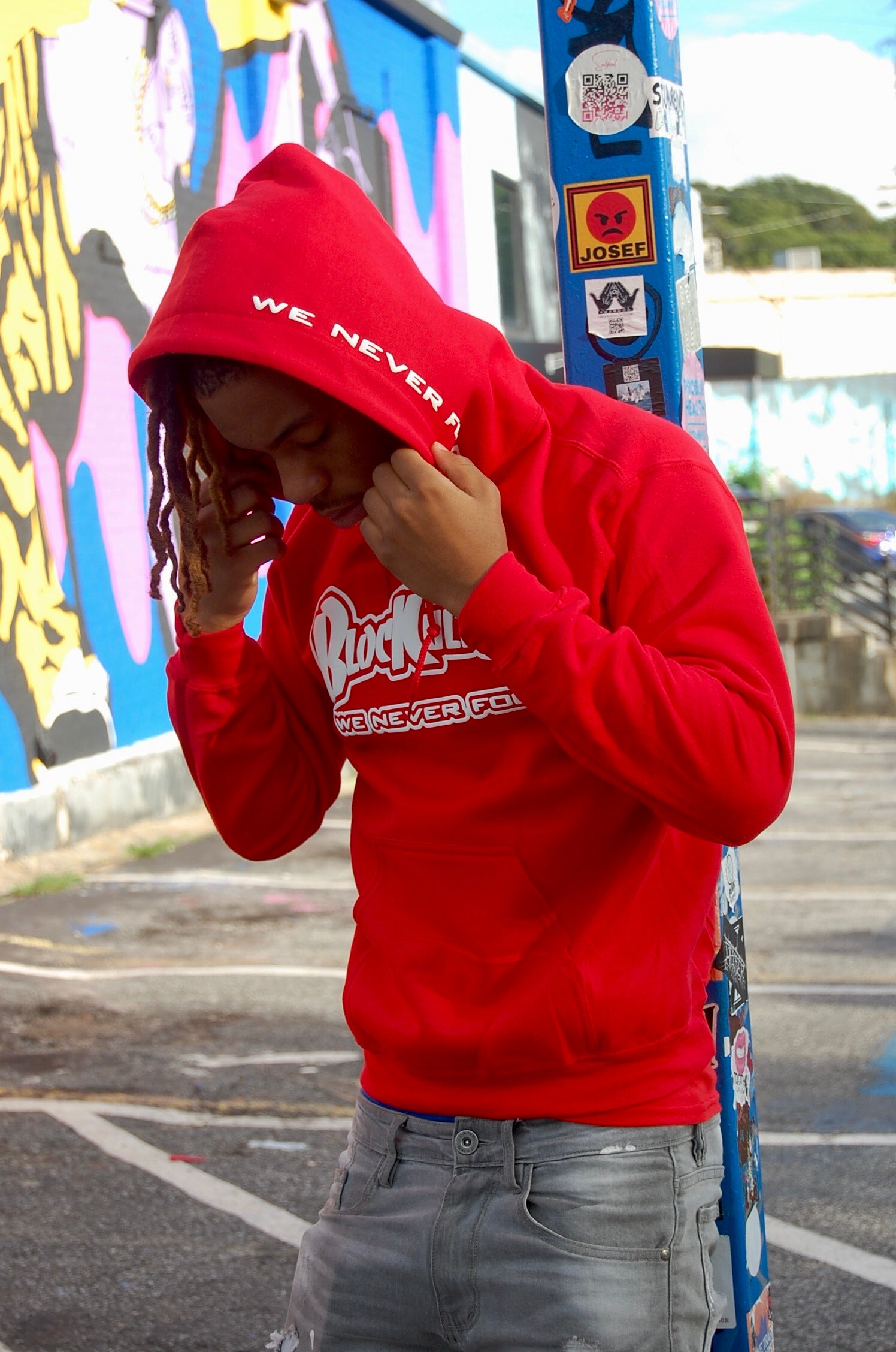 Game Red Hoodie with Yayo White Classic Logo 3d Effect
